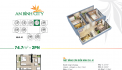 Căn hộ cạnh đại lộ đường trên cao Phạm Văn Đồng, Hà Nội. Diện tích 75 m2, thiết kế 2 phòng ngủ, 2 wc, tầng trung, view Đại lộ quảng trường La Mã.